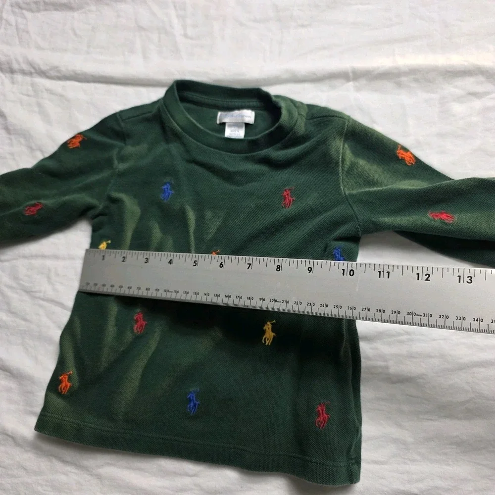 Ralph Lauren Toddler boy's shirt long sleeve green all over print 18 months